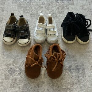 Bundle of baby size 5 shoes Gap, Converse, Minnetonka